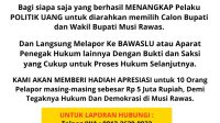 Gelar Sayembara Berhadiah, Relawan Muda SulThan Himbau Tolak dan Tangkap Pelaku Politik Uang